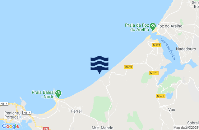 Mappa delle Getijden in Praia do Pico da Antena, Portugal