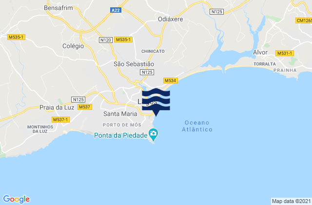 Mappa delle Getijden in Praia do Pinhão, Portugal