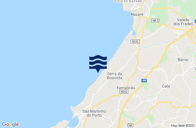 Mappa delle Getijden in Praia do Salgado, Portugal
