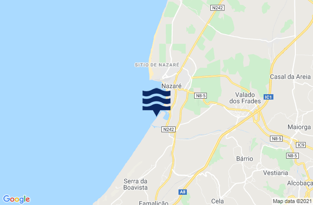 Mappa delle Getijden in Praia do Sul, Portugal