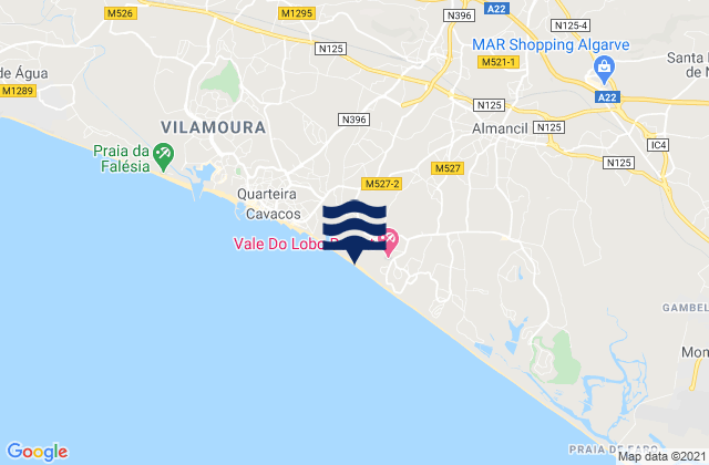 Mappa delle Getijden in Praia do Trafal, Portugal
