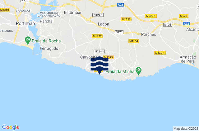 Mappa delle Getijden in Praia do Vale de Centianes, Portugal