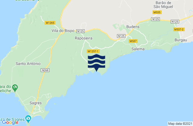 Mappa delle Getijden in Praia do Zavial, Portugal