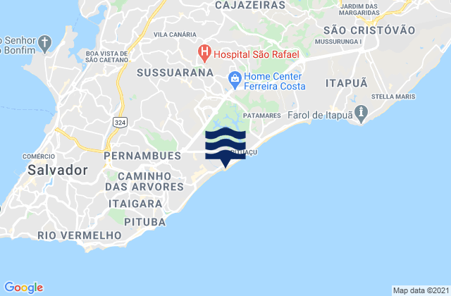 Mappa delle Getijden in Praia dos Artistas, Brazil