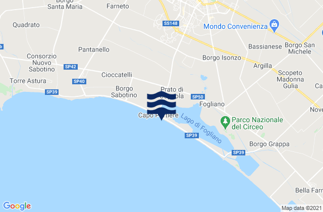 Mappa delle Getijden in Prato di Coppola, Italy
