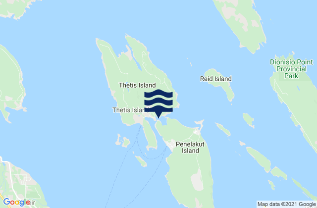 Mappa delle Getijden in Preedy Harbour, Canada