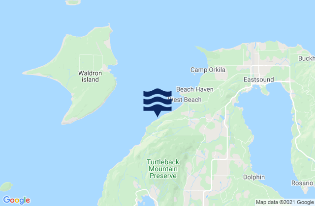 Mappa delle Getijden in President Channel, Orcas Island, United States