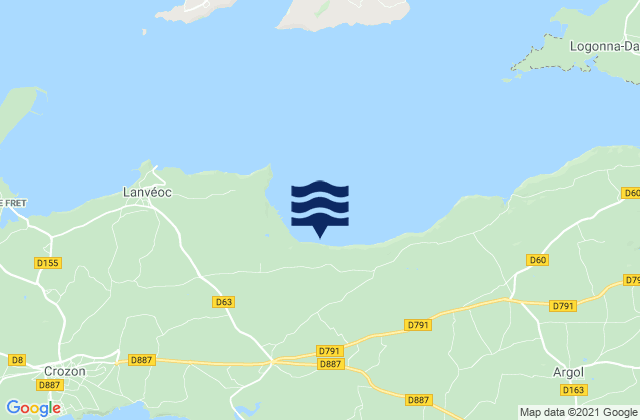 Mappa delle Getijden in Presqu'île de Crozon, France