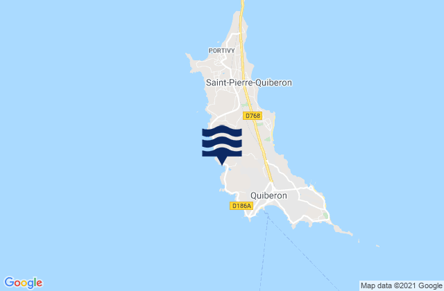 Mappa delle Getijden in Presqu'île de Quiberon, France