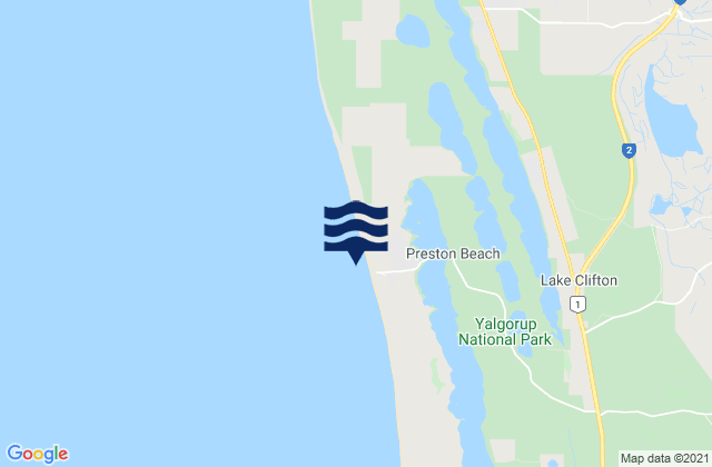 Mappa delle Getijden in Preston Beach, Australia
