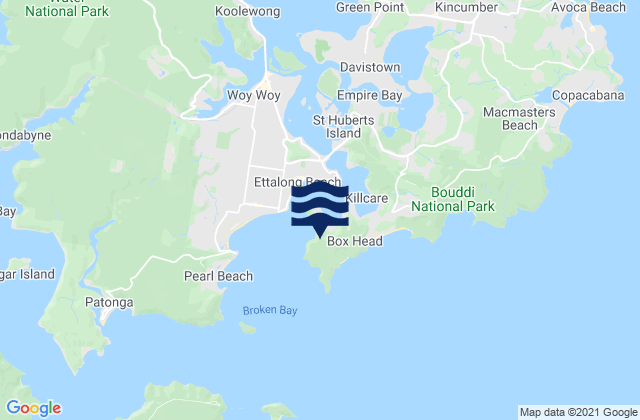 Mappa delle Getijden in Pretty Beach, Australia