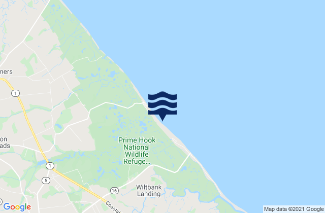 Mappa delle Getijden in Primehook Beach, United States