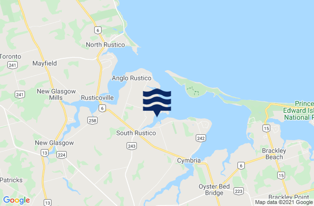 Mappa delle Getijden in Prince Edward Island, Canada