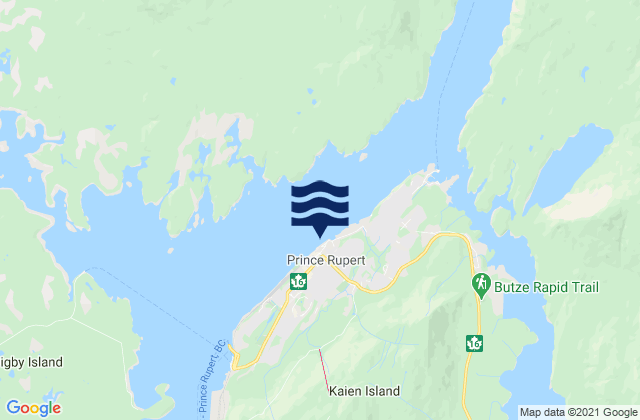 Mappa delle Getijden in Prince Rupert, Canada