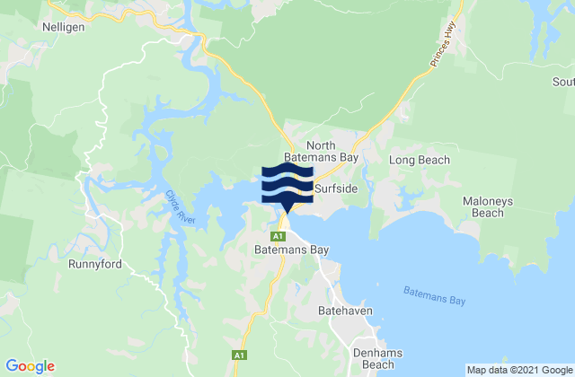 Mappa delle Getijden in Princess Jetty (Batemans Bay), Australia