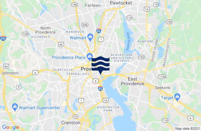 Mappa delle Getijden in Providence, United States