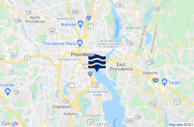 Mappa delle Getijden in Providence River Fox Point Reach, United States