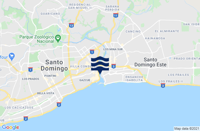 Mappa delle Getijden in Provincia de Santo Domingo, Dominican Republic