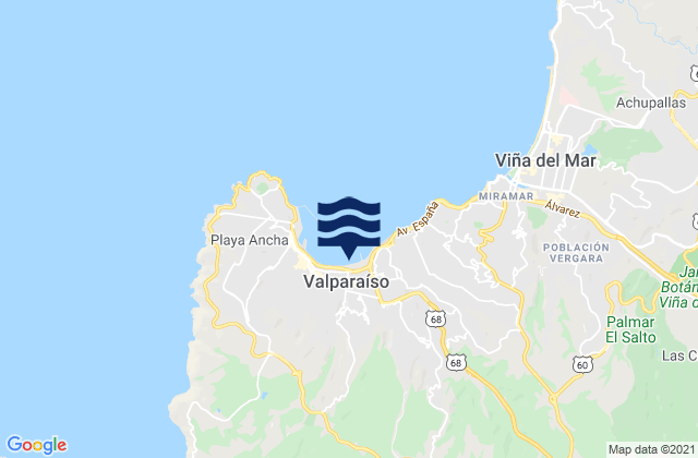 Mappa delle Getijden in Provincia de Valparaíso, Chile