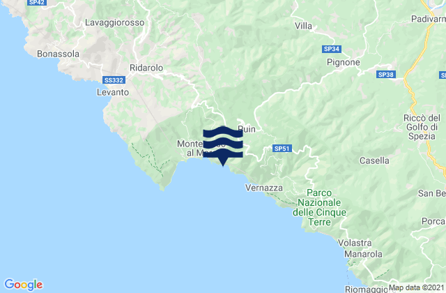 Mappa delle Getijden in Provincia di La Spezia, Italy