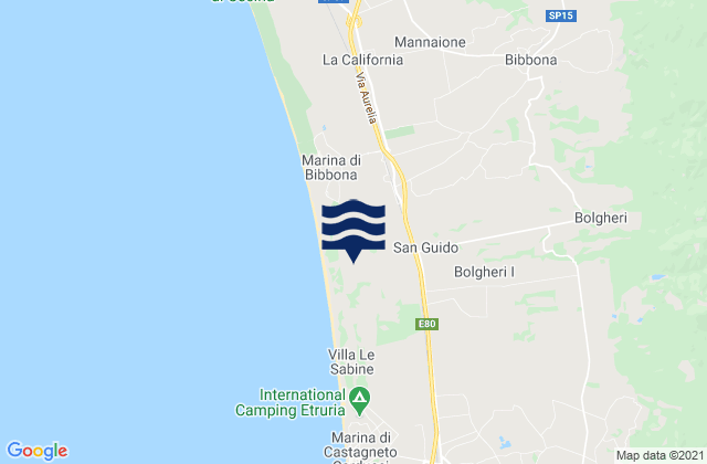 Mappa delle Getijden in Provincia di Livorno, Italy
