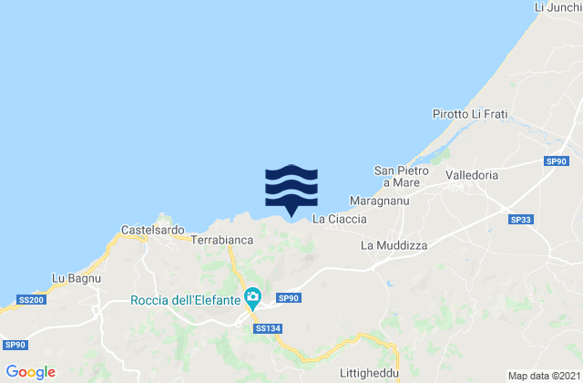 Mappa delle Getijden in Provincia di Sassari, Italy
