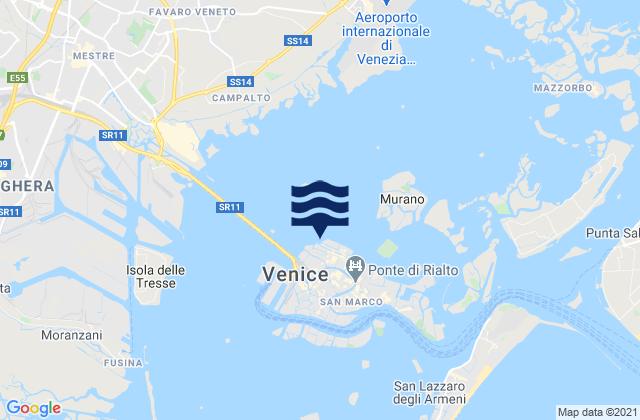 Mappa delle Getijden in Provincia di Venezia, Italy