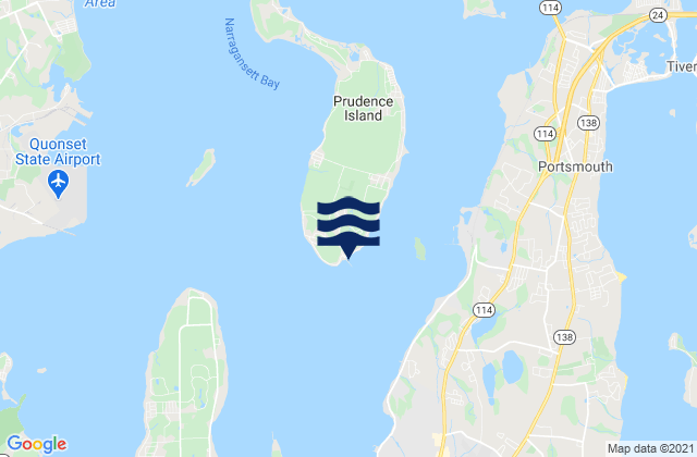 Mappa delle Getijden in Prudence Island, United States