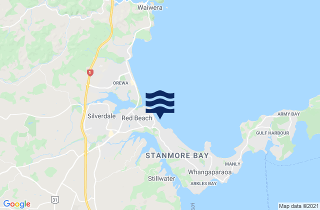 Mappa delle Getijden in Puawai Bay, New Zealand