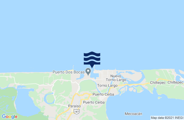 Mappa delle Getijden in Puerto Dos Bocas, Mexico