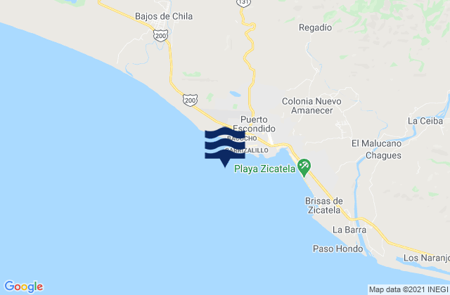 Mappa delle Getijden in Puerto Escondido, Mexico