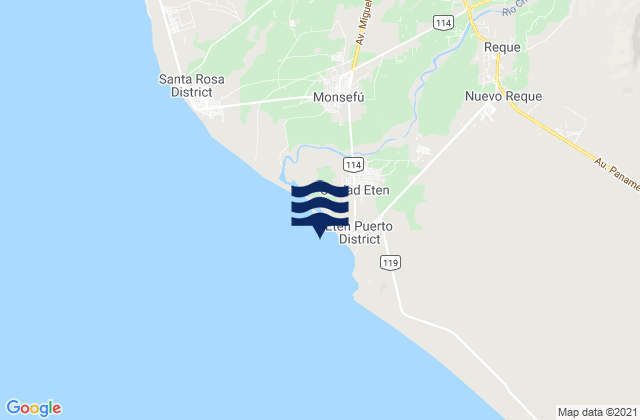 Mappa delle Getijden in Puerto Eten, Peru