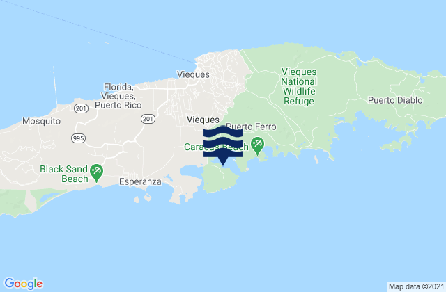 Mappa delle Getijden in Puerto Ferro Isla De Vieques, Puerto Rico