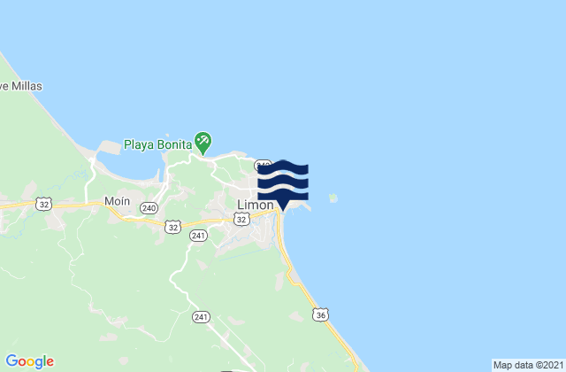 Mappa delle Getijden in Puerto Limon, Costa Rica