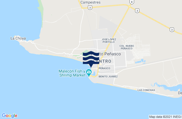 Mappa delle Getijden in Puerto Peñasco, Mexico