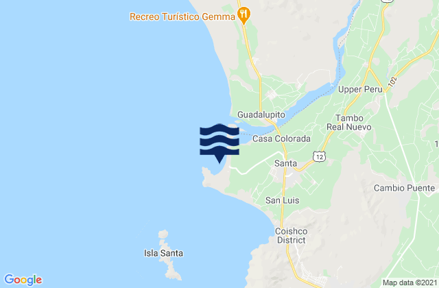 Mappa delle Getijden in Puerto Santa, Peru