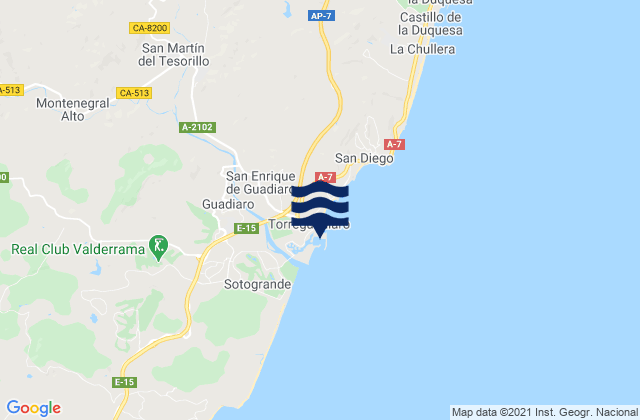 Mappa delle Getijden in Puerto Sotogrande, Spain