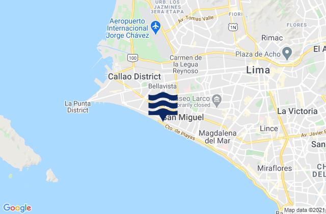 Mappa delle Getijden in Puerto Viejo, Peru