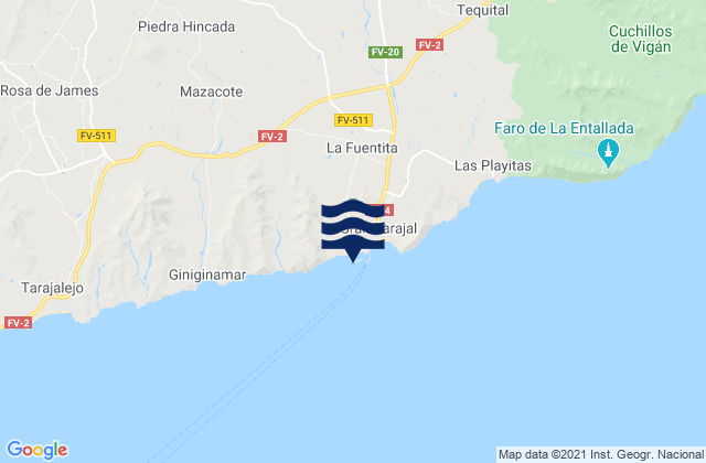 Mappa delle Getijden in Puerto de Gran Tarajal, Spain