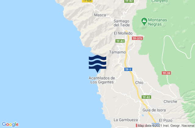 Mappa delle Getijden in Puerto de Los Gigantes, Spain