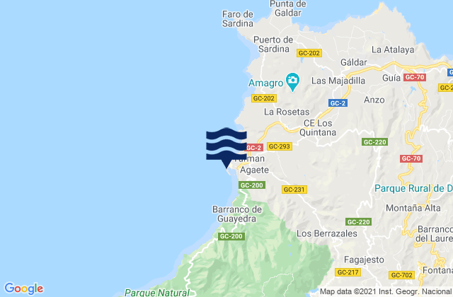 Mappa delle Getijden in Puerto de las Nieves (Gran Canaria), Spain