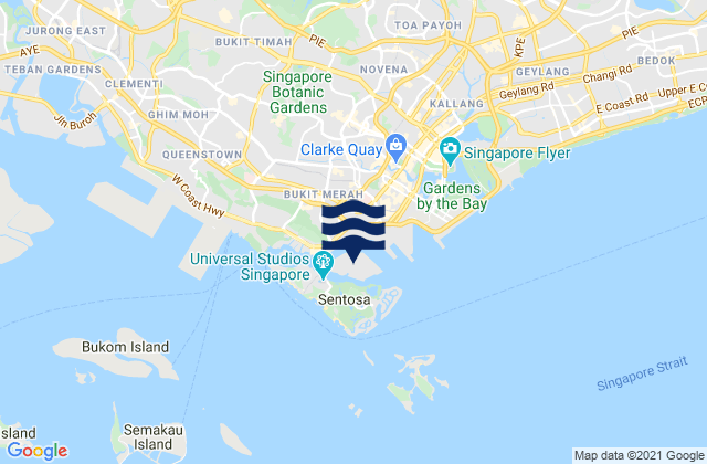 Mappa delle Getijden in Pulau Brani, Singapore