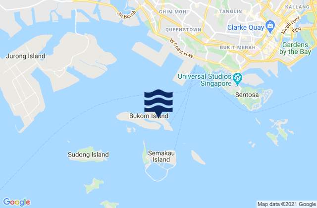 Mappa delle Getijden in Pulau Bukum, Singapore