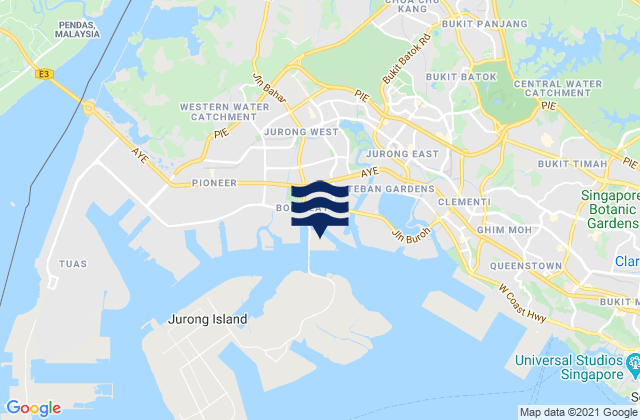Mappa delle Getijden in Pulau Damar Laut, Singapore