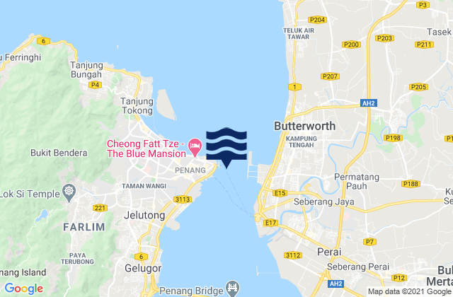 Mappa delle Getijden in Pulau Pinang, Malaysia