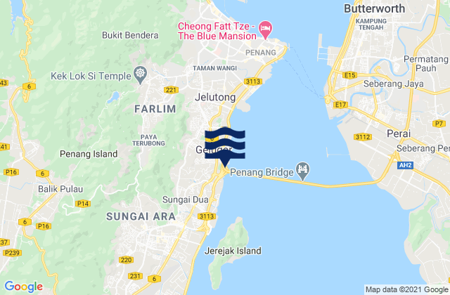 Mappa delle Getijden in Pulau Pinang, Malaysia