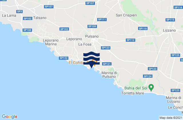 Mappa delle Getijden in Pulsano, Italy