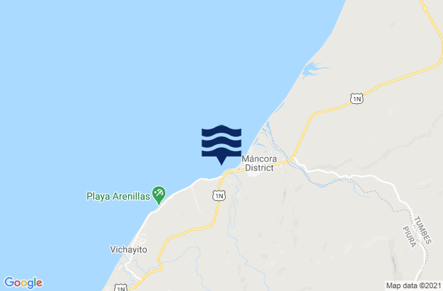 Mappa delle Getijden in Punta Ballenas, Peru