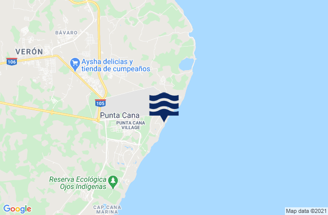 Mappa delle Getijden in Punta Cana, Dominican Republic
