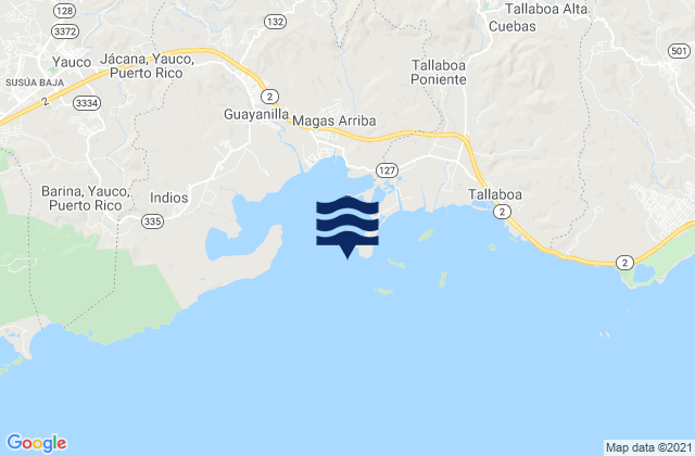 Mappa delle Getijden in Punta Guayanilla, Puerto Rico